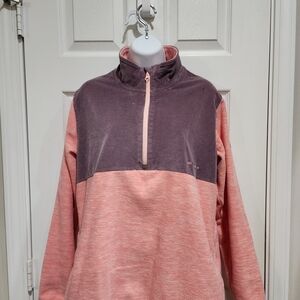 Simply Southern Women’s Large Half Zip Peach & Mauve Corduroy Fleece Pullover